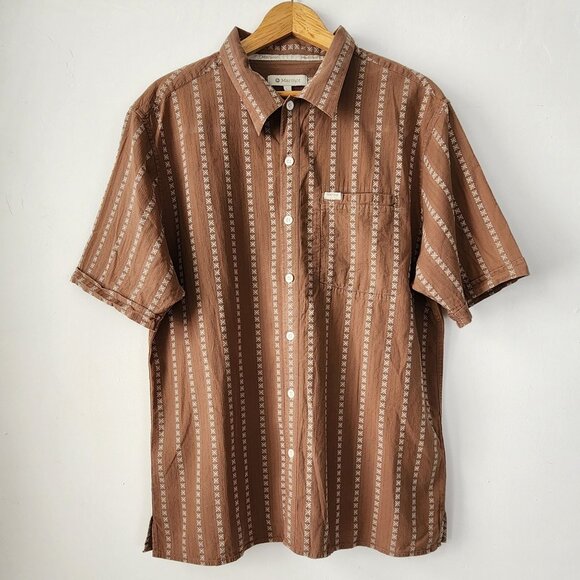 Marmot Mens Lrg Short Sleeve Cotton Linen Button-Up Summer Boho Outdoor Hiking - Picture 8 of 15